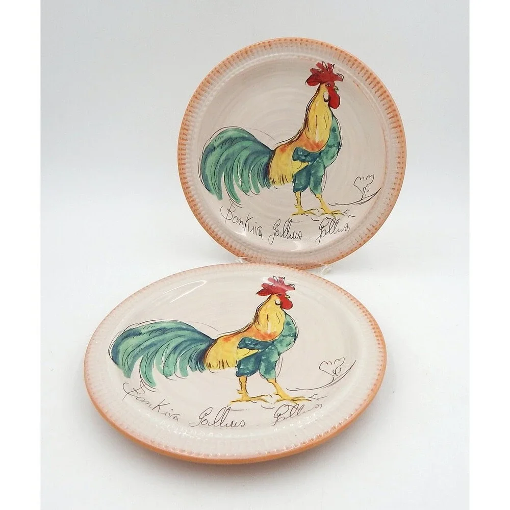 Pottery Barn Bon Kiva Rooster Dinner Plate 9.5” French Country Discontinued